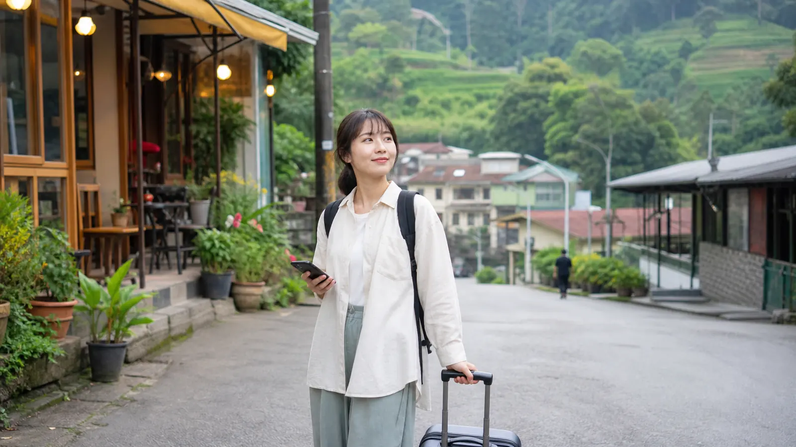 明るい時間にゆっくり町へ到着します。
