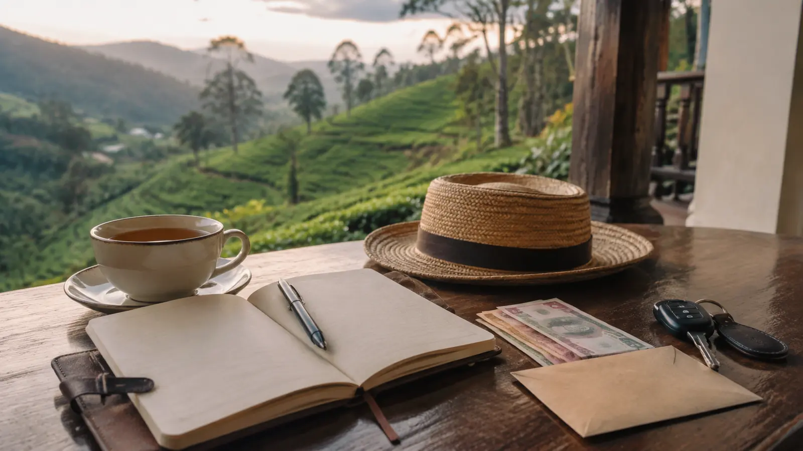 スリランカのドライバーと料金条件を確認する旅行者